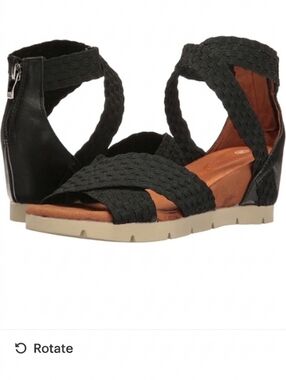 Bernie Mev Honesty Woven Stretch Wedge Sandals Sz 39 ( 8.5 - 9 ) Black NWOT